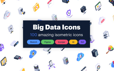 Conjunto de ícones isométricos de big data