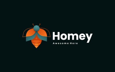 Honey Bee Gradient Färg Logotyp Stil