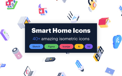 Isometrische Symbole für Smart-Home-Technologie