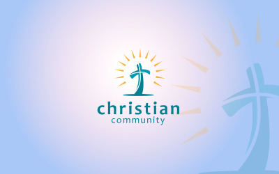 церковный крест логотип дизайн шаблона
