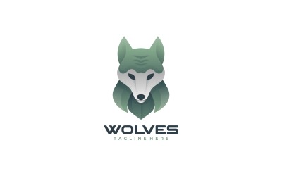 Estilo de logotipo colorido gradiente cabeça de lobo