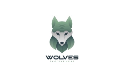 Głowa wilka Gradientowe kolorowe logo w stylu