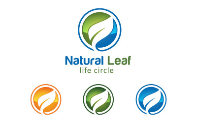Szablon projektu logo naturalnego zielonego liścia