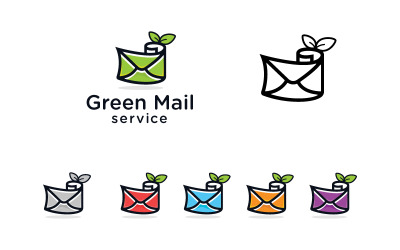 Zöld levelező logó tervezősablon