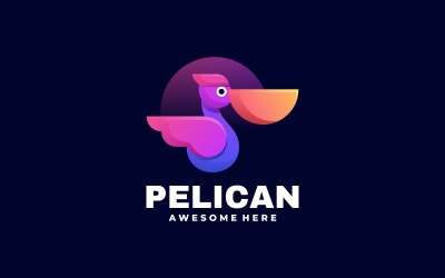Design de Logotipo Colorido Gradiente Pelicano