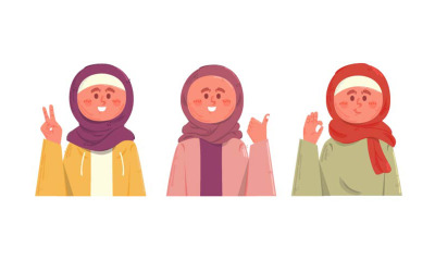 Ilustração de personagens de mulheres muçulmanas