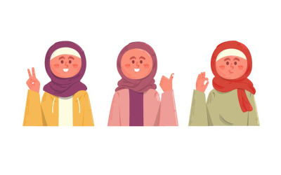 Ilustracja postaci muzułmańskich kobiet