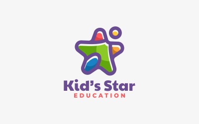 Kid&#039;s Star Color Mascot Logo