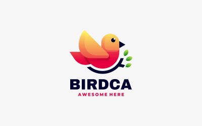Liten fågel gradient logotypdesign