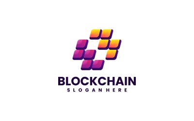 Logotipo colorido degradado de cadena de bloques