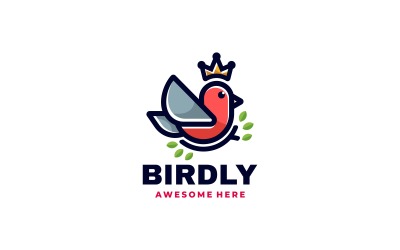 Logotipo de mascote simples do pássaro rei