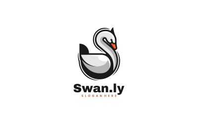 Swan enkel maskot logotyp mall