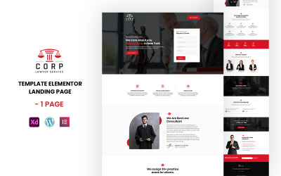 Corp Advokat - Advokat och advokat redo att använda Elementor-mall