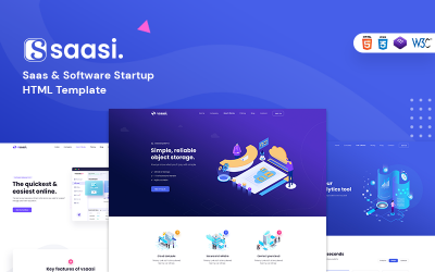 Saasi - HTML-шаблон запуска Saas и программного обеспечения
