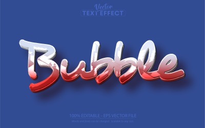 Bubbla - redigerbar texteffekt, glänsande coola färger textstil, grafikillustration