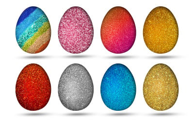 Csillogó húsvéti tojás-illusztráció, húsvéti tojás-illusztráció beállítva