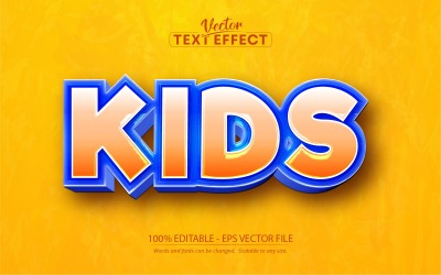 Kids - Editable Text Effect, Shiny Orange Cartoon Text Style, Graphics Illustration