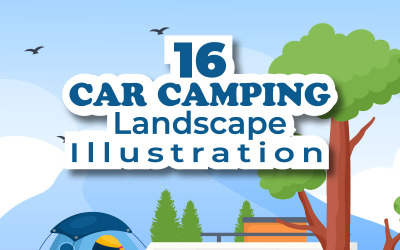 16 Bilcamping till äventyrsillustration