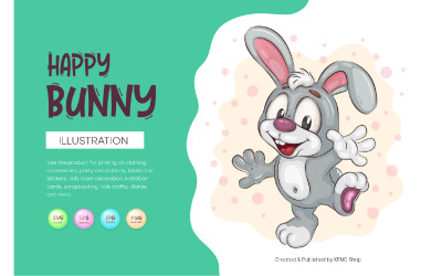 Happy Easter Bunny. T-Shirt, PNG, SVG.