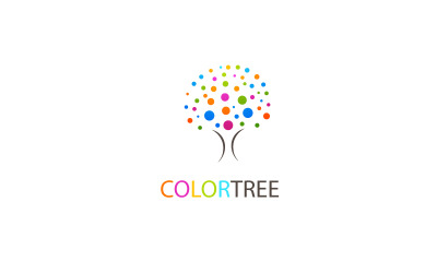 Plantilla de diseño de logotipo de árbol de color