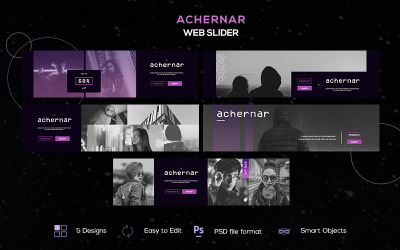 Achernar – 5 šablon PSD pro webové posuvníky