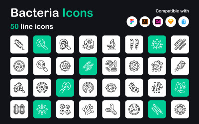 Bacteriën Lineair Icons Pack
