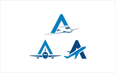 Letra A para plantilla de vector de aviación