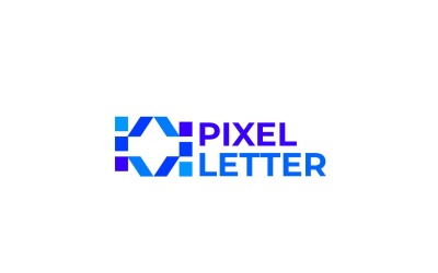 Pixel H niebieskie nowoczesne płaskie logo