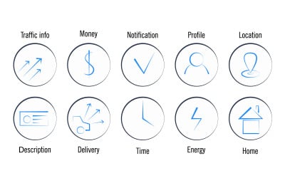 Dziesięć ikon dla sieci, prosty styl