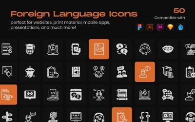 Foreign Language Linear Icons