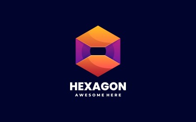 Modèle de logo de couleur dégradé hexagone