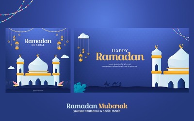 Ramadan Mubarak - Modèle de bannière pour les vignettes Youtube et les médias sociaux