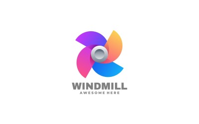 Style de logo coloré de moulin à vent