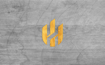 Wooden Logo Mockup On Grey Wood Wall