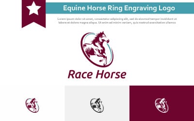 Équin Cheval Équestre Anneau Gravure Style Vintage Modèle Logo Rétro