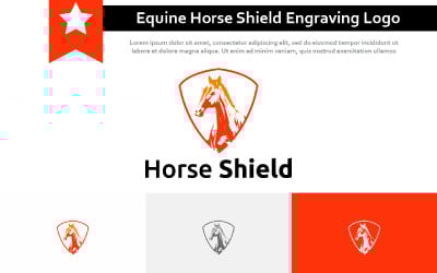 Equine Equestrian Horse Shield Engraving Style Vintage Retro Logo Template