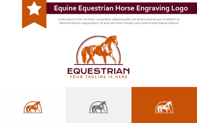 Grawerowanie konia jeździeckiego w stylu vintage retro szablon logo