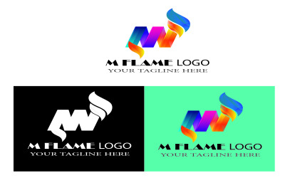 LOGOTIPO M FLAME M Letra Com Logotipo Flames