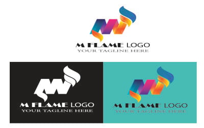 M FLAME LOGO M Letter With Flames Logo