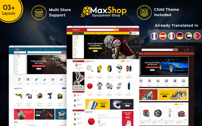 MaxShop - Sport, gry, narzędzia i części samochodowe PrestaShop Responsywny motyw eCommerce