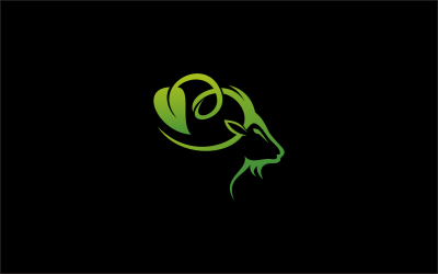 modèle de logo de ligne de chèvre verte