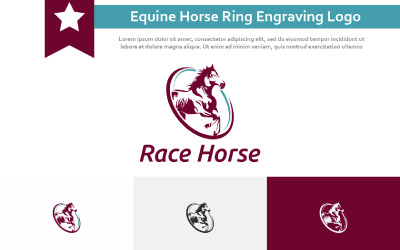 Modello di logo retrò vintage stile incisione anello cavallo equestre equino