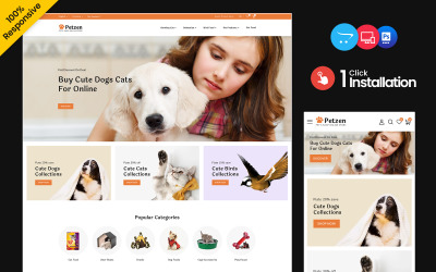 Petzen - 宠物食品和动物食品 Opencart 响应式商店