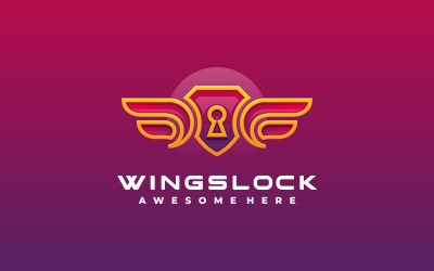Wings Lock Line Art Logo-stijl