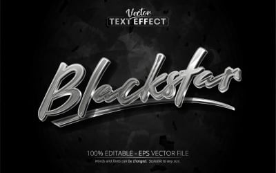 Blackstar - Editable Text Effect, Black Metallic And Silver Text Style, Graphics Illustration