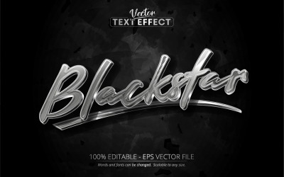 Blackstar - Effetto testo modificabile, stile testo nero metallizzato e argento, illustrazione grafica