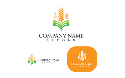 Design de ícone de vetor de modelo de logotipo de trigo de agricultura