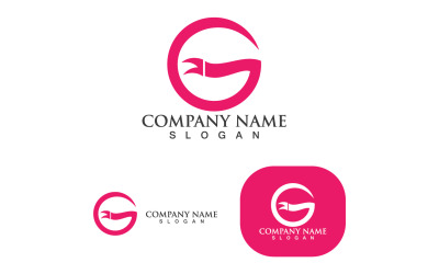 Logotipo de letra G y cinta de símbolo rosa
