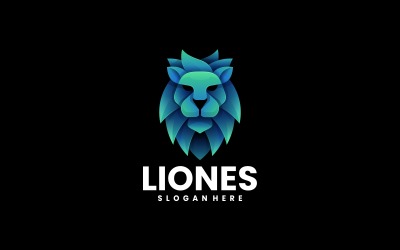 Vector lejonhuvud gradient logotyp stil