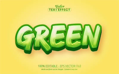 Verde: efecto de texto editable, estilo de texto de dibujos animados, ilustración gráfica